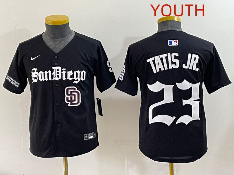 Youth 2025 San Diego Padres 23 Tatis jr Black Five generations Joint Name Nike MLB Jersey style 18